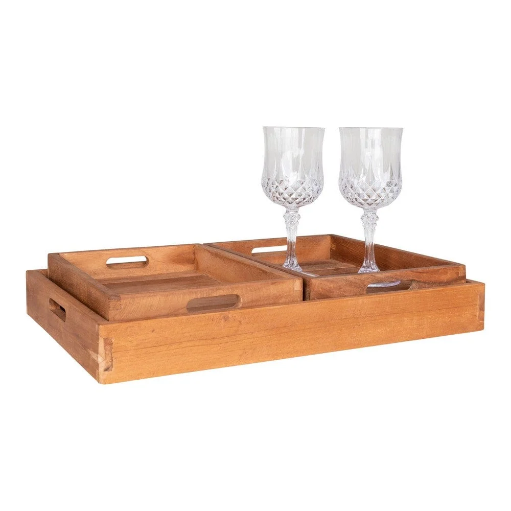 Heavy Duty House Nordic Bricka Faro Teak set om tre