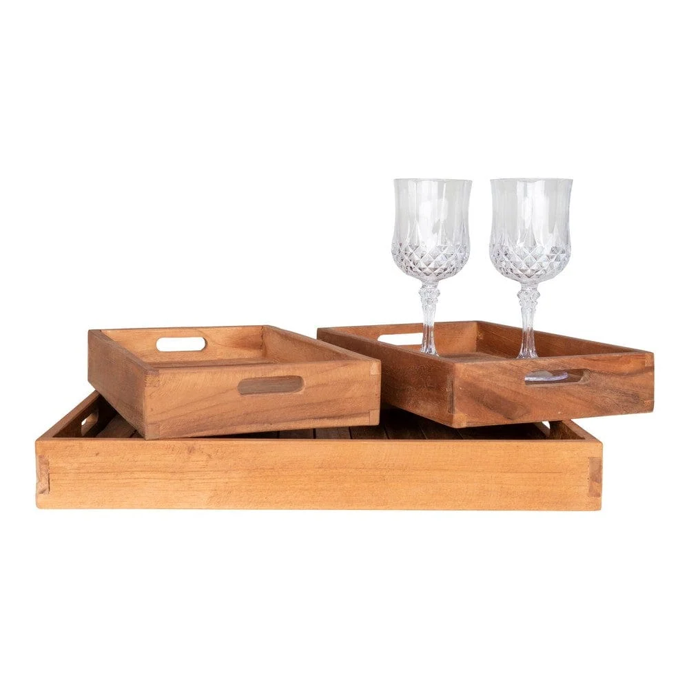 Heavy Duty House Nordic Bricka Faro Teak set om tre
