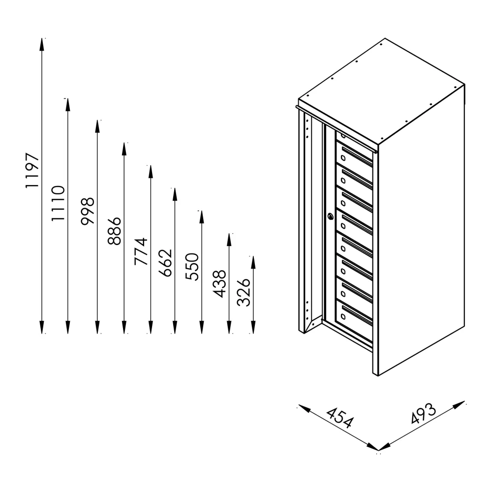 Fastighetsbox RENZ Traditional Utomhus 1x3 fack