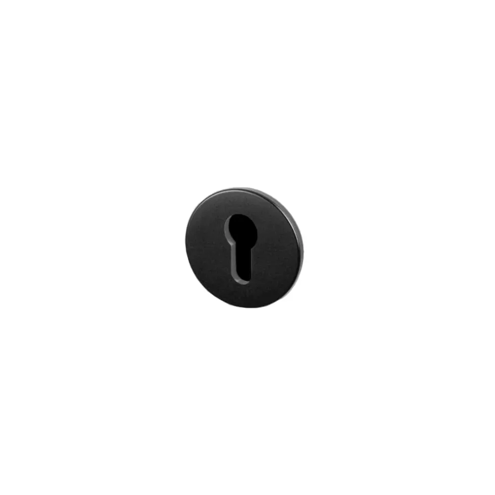 Eurocylinder nyckelplatta i kolsvart aluminium – c/c 27 mm • Buster + Punch