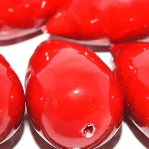 Paper Mache Beads - Dropp Red/Pink 40x23mm 1 styck