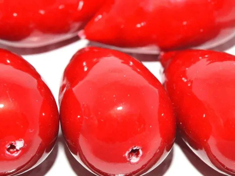Paper Mache Beads - Dropp Red/Pink 40x23mm 1 styck