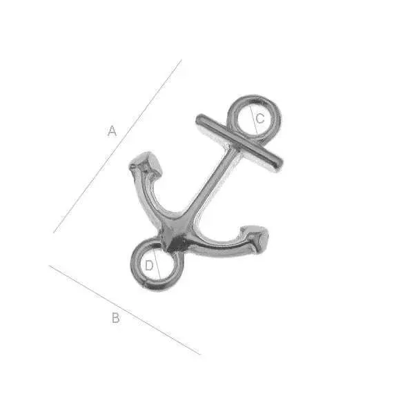 Connector 925 Quicksilver Svart Rhodium - Ankare 15mm 1 styck