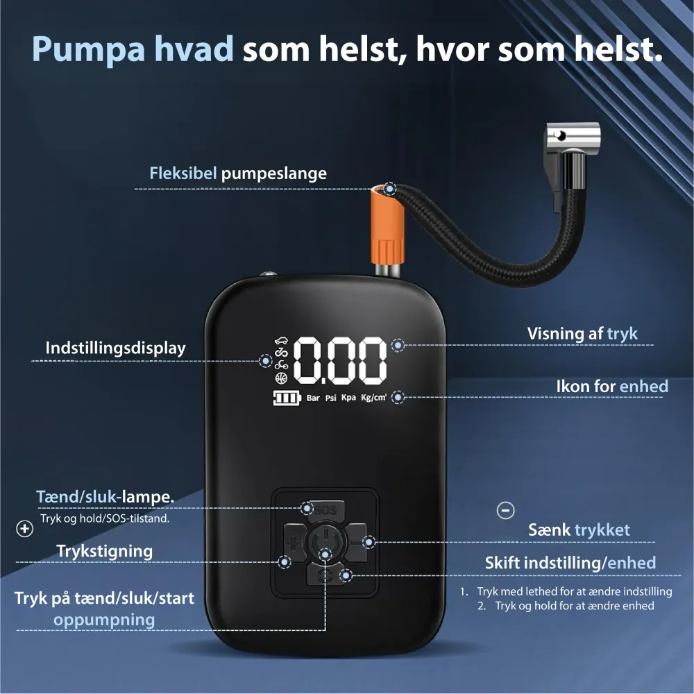 Elektrisk luftpumpe - pump hvad som helst op, hvor som helst! Workshops Sort