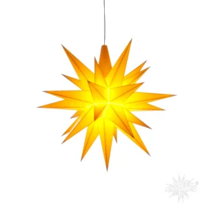 Liten adventsstjärna Herrnhuter citron plast 13 cm + kabelpaket