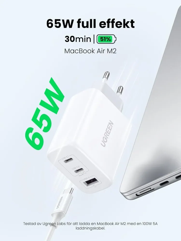UGREEN USB TYPE-C Laddare 65W