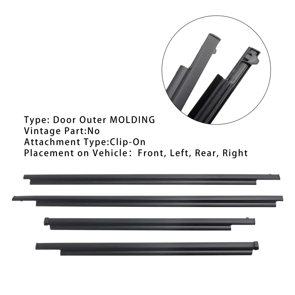 1996-2001 Toyota 4Runner 4st Dörrglasbälte yttre gjutning Weatherstrip