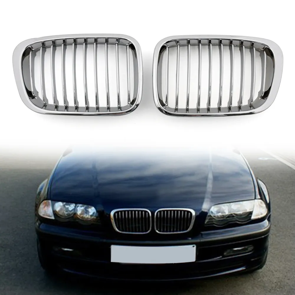 1998-2001 BMW E46 4 Dörrar 3 Series bilens front staket Grill GRILLE Krom generisk
