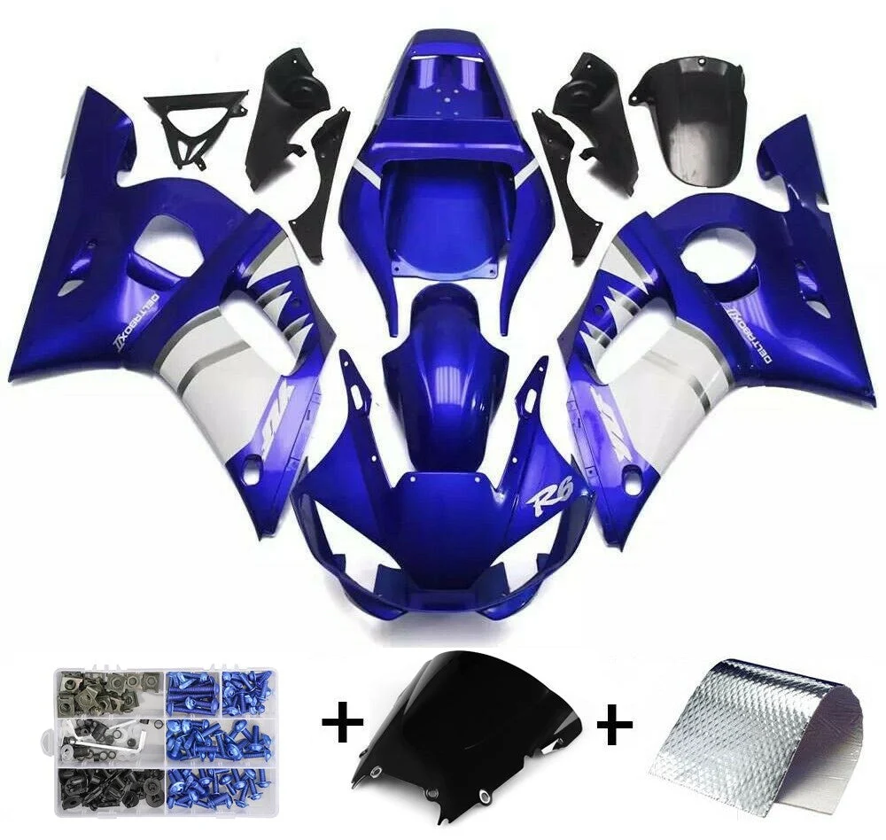 1998-2002 Yamaha YZF R6 kåpa blå vit kåpa från Amotopart