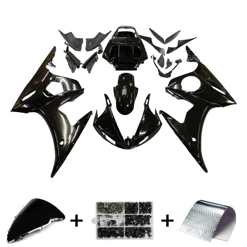 2003-2004 Yamaha YZF-R6 Black Racing Fairings Generic