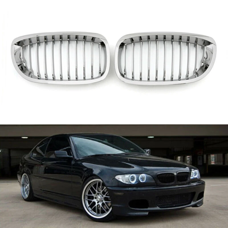 2003-2005 BMW E46 2D 3-serien Främre staket Grill Grill ABS Chrome Mesh Generic