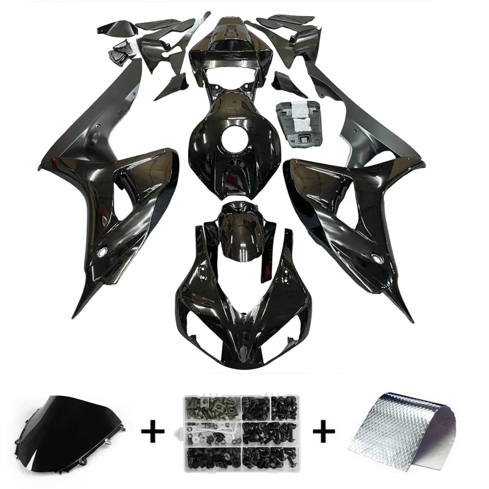 2006-2007 CBR1000RR Karosseriskåpa Svart ABS Formsprutad plastsats Generisk