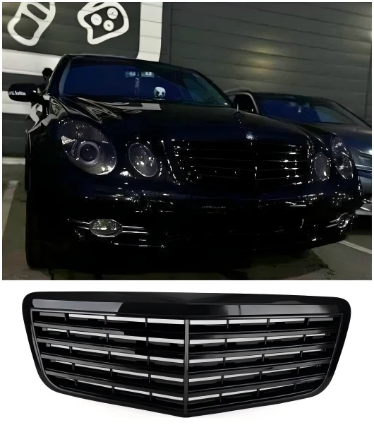 2007-2009 Mercedes-Benz W211 E350 E500 E63 AMG Främre Stötfångargrill Grill Blank Svart