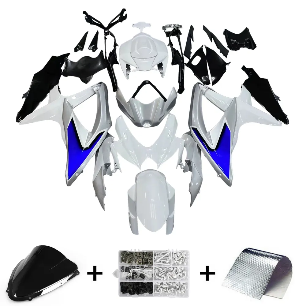 2008-2010 Suzuki GSXR 600 750 Silver White GSXR Racing Fairings Generic