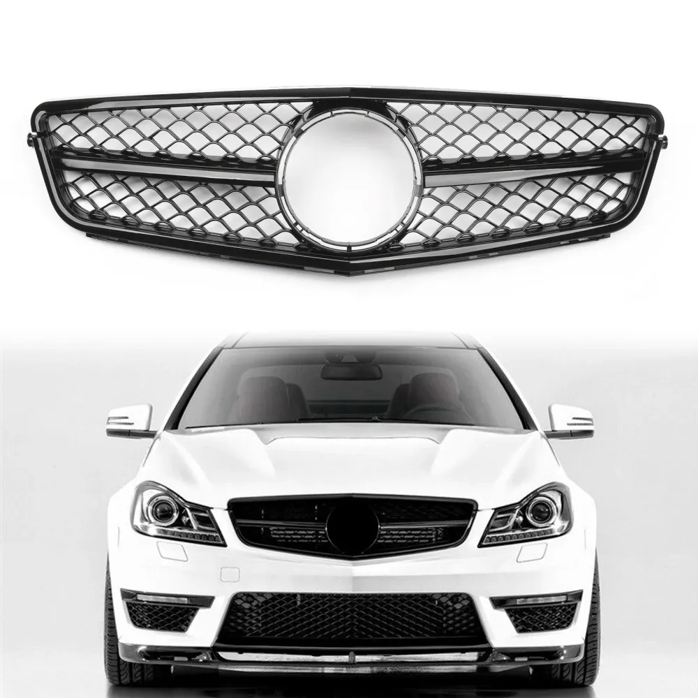 2008-2014 BENZ W204 C-Klass C63 Style Högglans Svart Grill Generisk