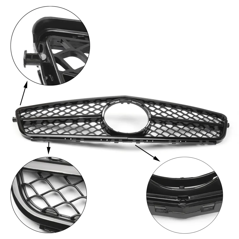 2008-2014 BENZ W204 C-Klass C63 Style Högglans Svart Grill Generisk