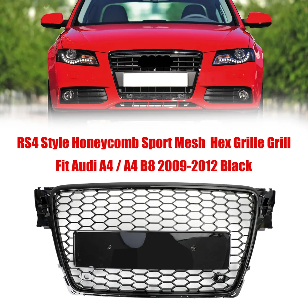 2009 2010 2011 2012 Audi A4/S4 B8 RS4 Style Honeycomb Sport Mesh Hex Grille Grill