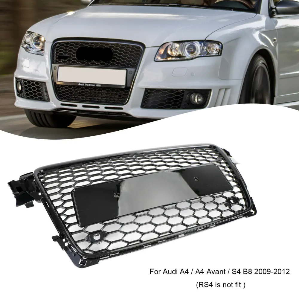 2009 2010 2011 2012 Audi A4/S4 B8 RS4 Style Honeycomb Sport Mesh Hex Grille Grill