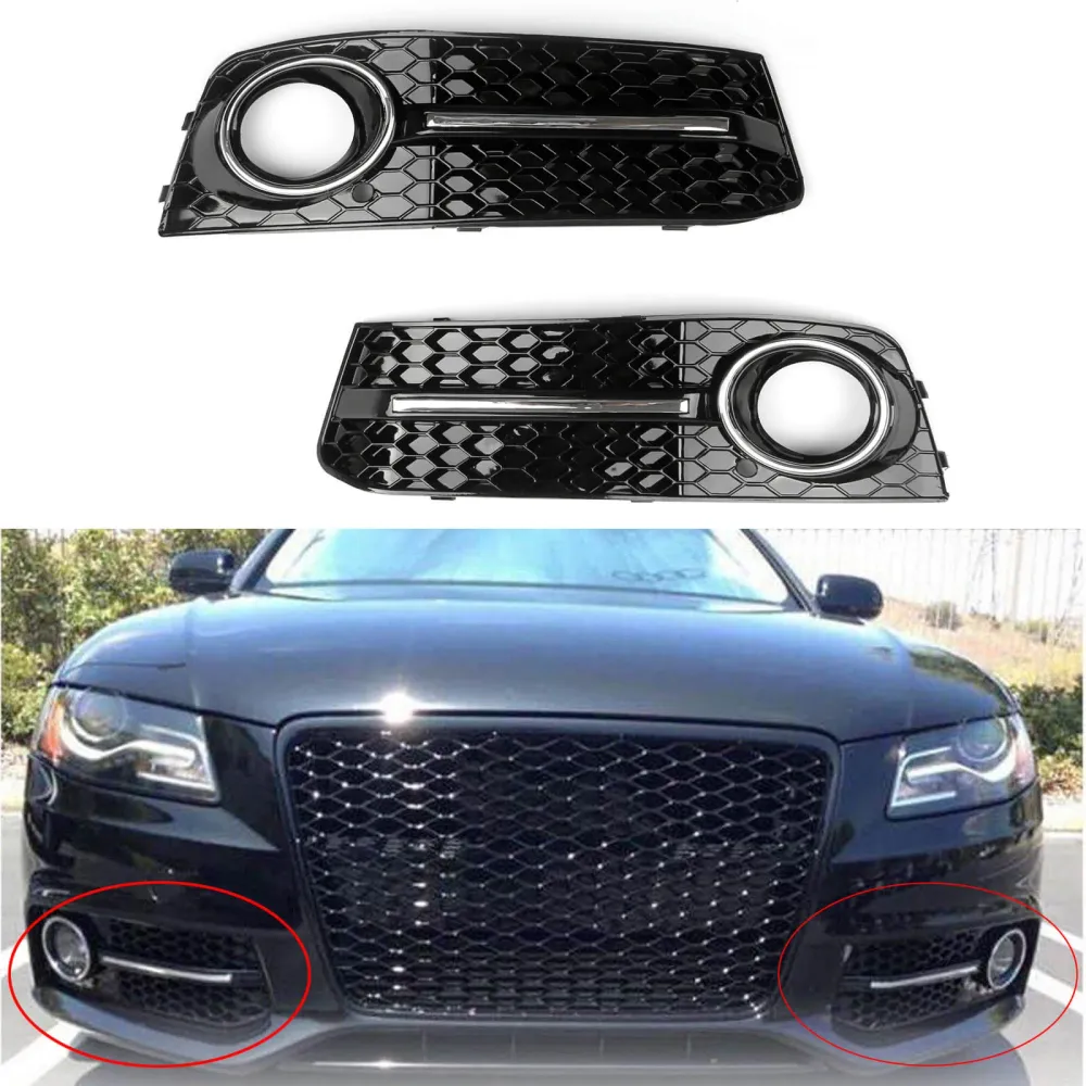 2009-2012 A4 B8 A4 LH Chrome Honey Comb Fog Light Cover Grill Replacement Grille Generic
