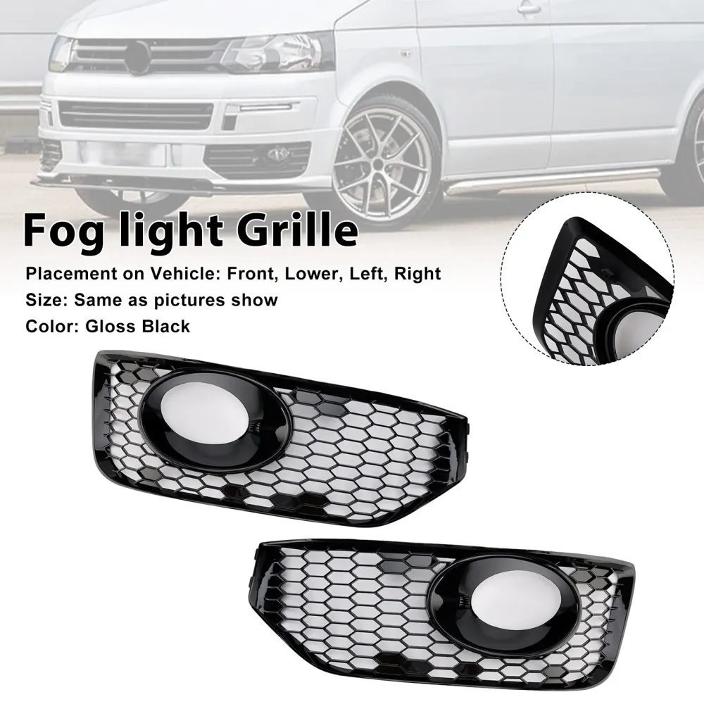 2010-2015 VW T5 T5.1 S-line Dimljus Ljus Kåpa Insats Galler Blank Svart