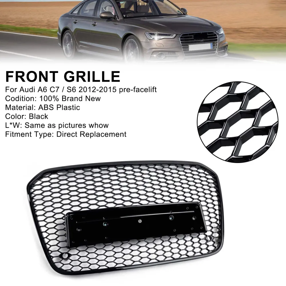 2012 2013 2014 2015 Audi A6 C7 S6 RS6 Style Honeycomb främre stötfångargrill