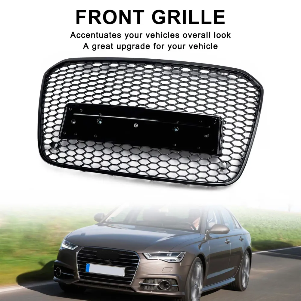 2012 2013 2014 2015 Audi A6 C7 S6 RS6 Style Honeycomb främre stötfångargrill