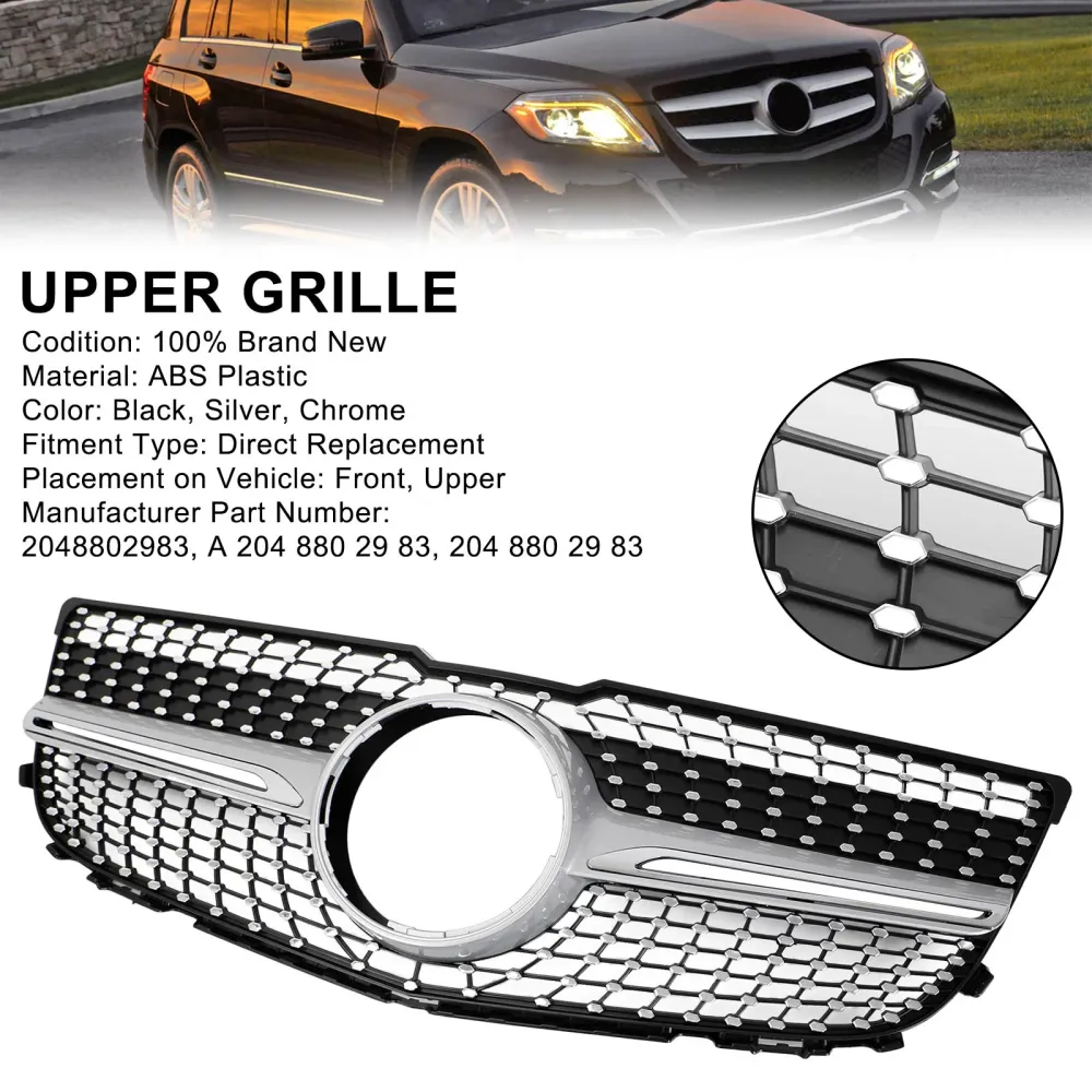 2013-2015 Mercedes Benz x204 GLK-klassens främre stötfångare grilldiamant