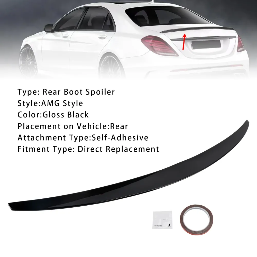 2014-2020 Mercedes-Benz S-klass W222 Glansig svart bakspoiler i bagageutrymmet