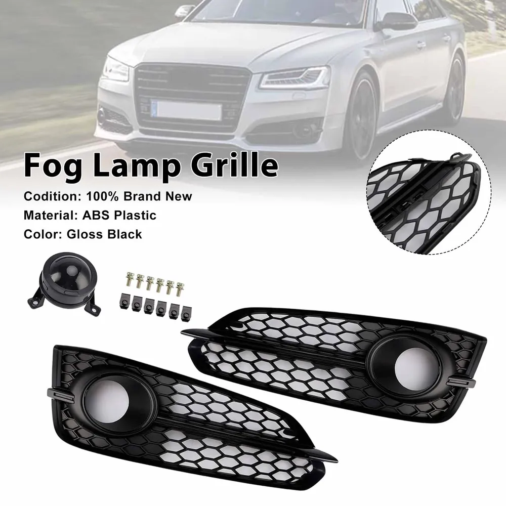 2015-2017 Audi A8 S8 2ST svart främre dimgrill Grill ljusskydd