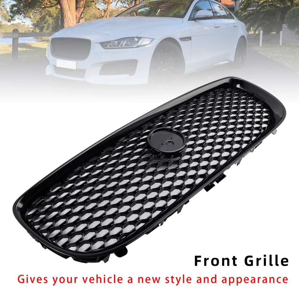 2015-2018 Jaguar XE Pre-Facelift Gloss Black Honeycomb främre stötfångargrill