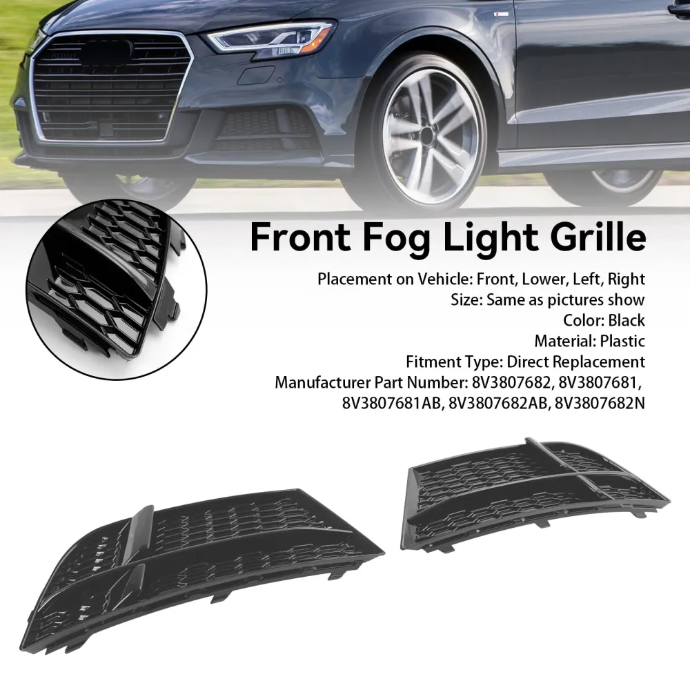 2016.05-2020 AUDI A3 8V S-LINE SEDAN/SPORTBACK/CONVERTIBLE S3 Främre Dimljus Kåpa Bezel Grill Grill