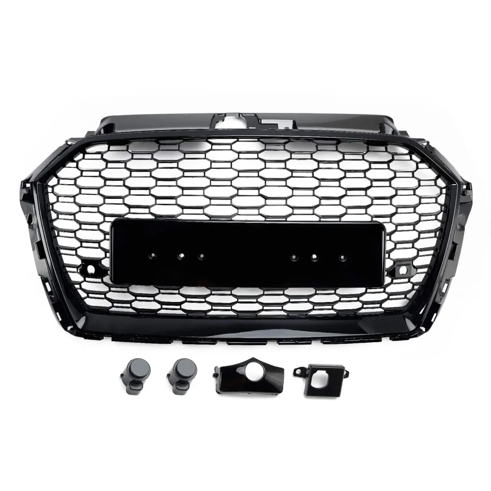 2017 2018 2019 Audi A3 8V RS3 Style Honeycomb Mesh Front Bumper Grille Black