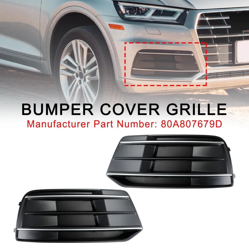 2018-2022 Audi Q5 2st Front Bumper Cover Grille Bezel Insert Black/Chrome