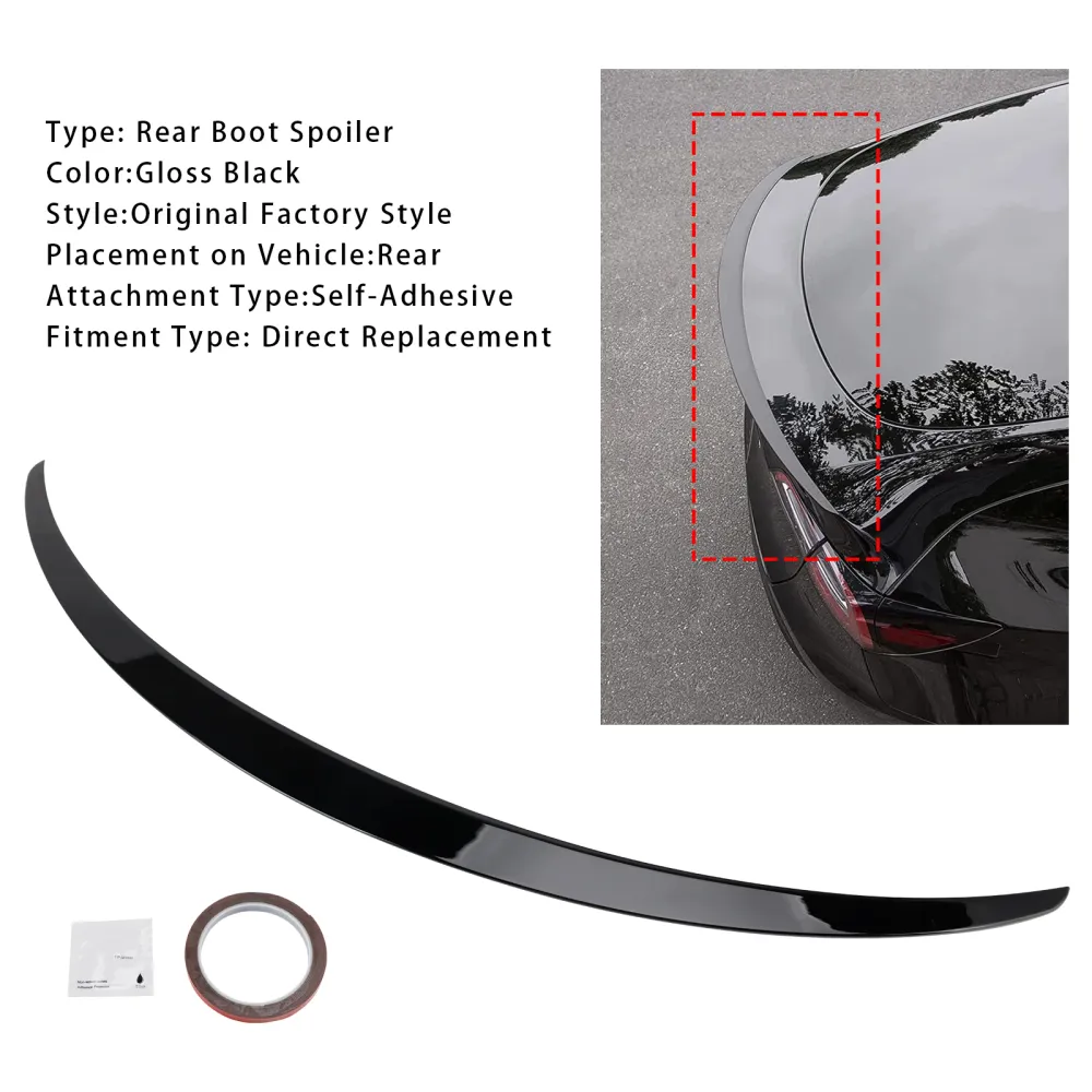 2020+ Tesla Model Y Gloss Black Bakre Boot Spoiler Original Factory Style