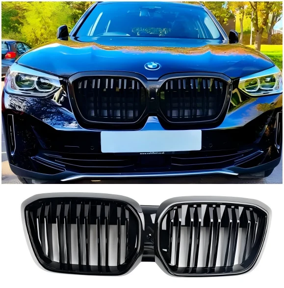 2022 2023 2024 BMW IX3 G08 LCI DUBBEL SLAT GLOSS BLACK FRED KUNDNEY GRILL