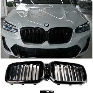 2022 2023 BMW X3 X4 G01 G02 GLOSS SVART FRONT KURNY GRILL GRILLE