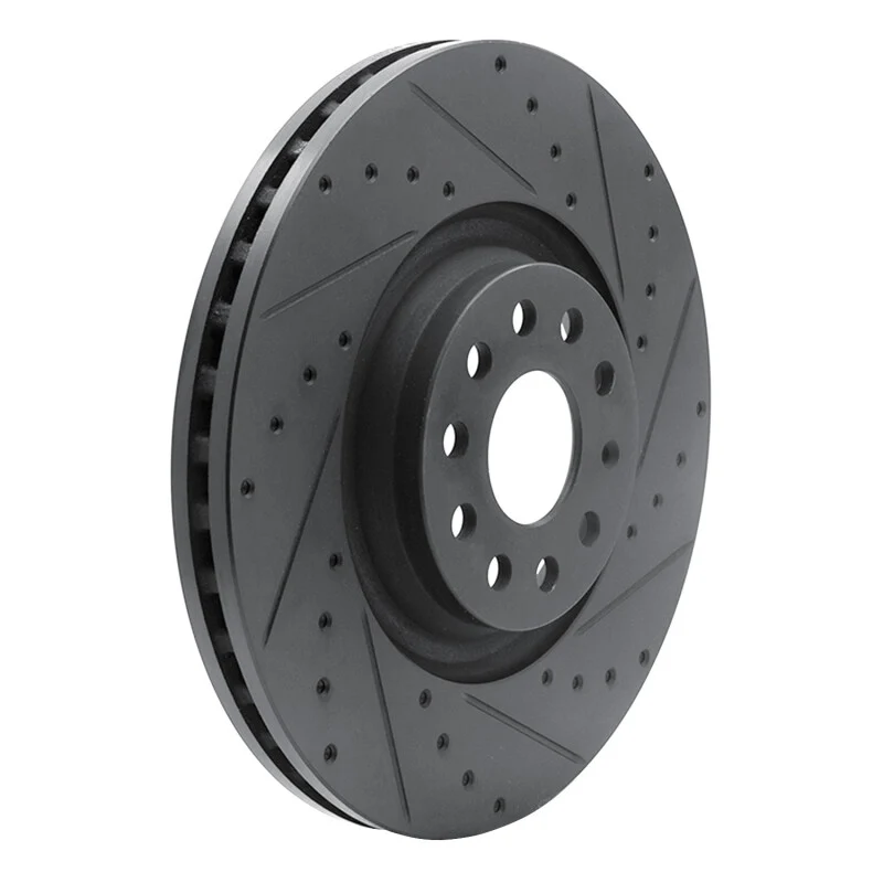 R1 2022+ Volkswagen GTI Mk 8 Front Right Drilled & Slotted Black Brake Rotor