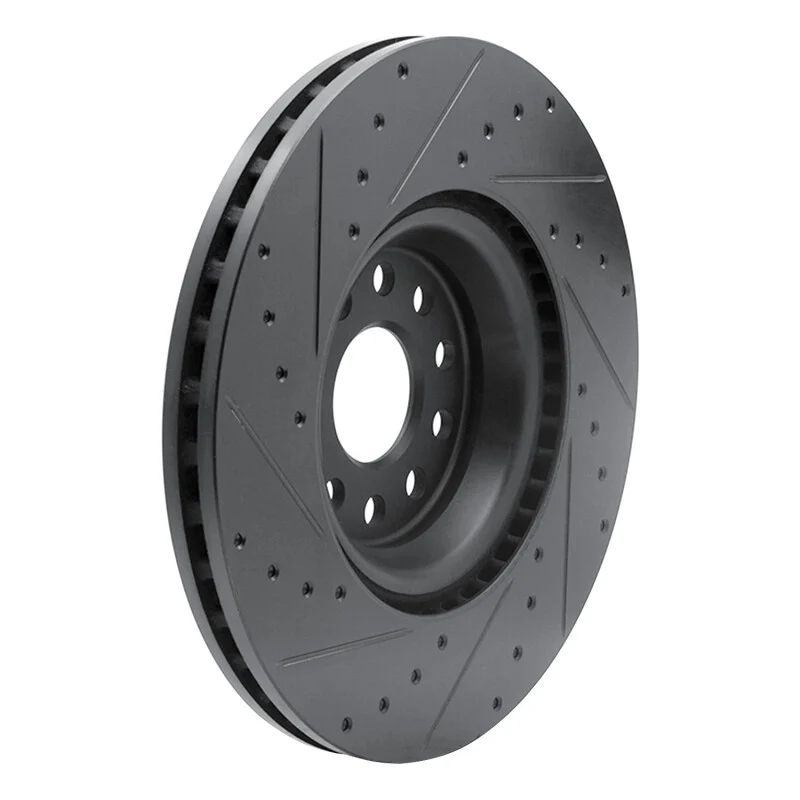 R1 2022+ Volkswagen GTI Mk 8 Front Right Drilled & Slotted Black Brake Rotor
