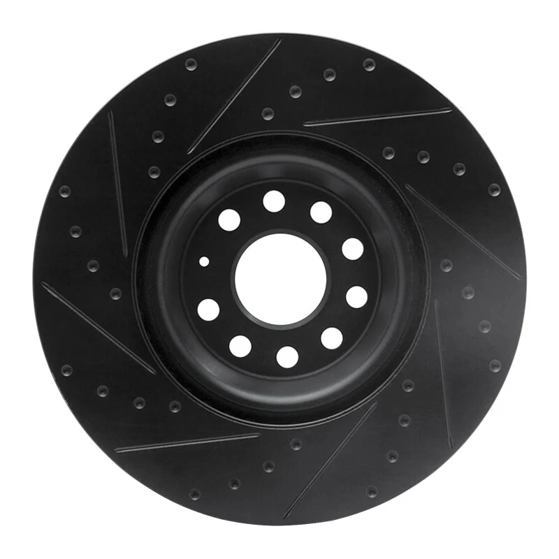R1 2022+ Volkswagen GTI Mk 8 Front Right Drilled & Slotted Black Brake Rotor