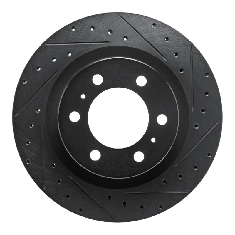 R1 2022-2025 Lexus LX600 Front Right Drilled & Slotted Black Brake Rotor