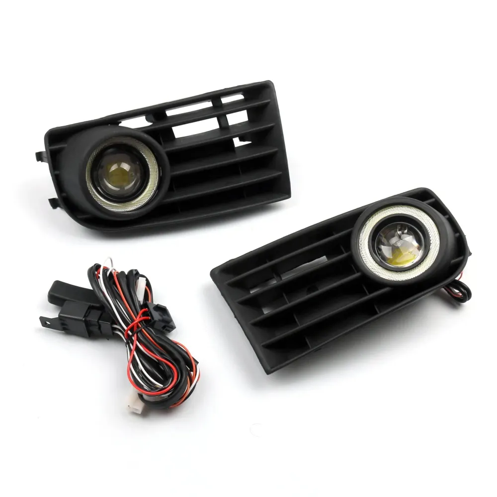 2st Front Angel Eyes Fog Lights + Grille för VW Golf 5 MK5 Rabbit 2003-2009 Generic