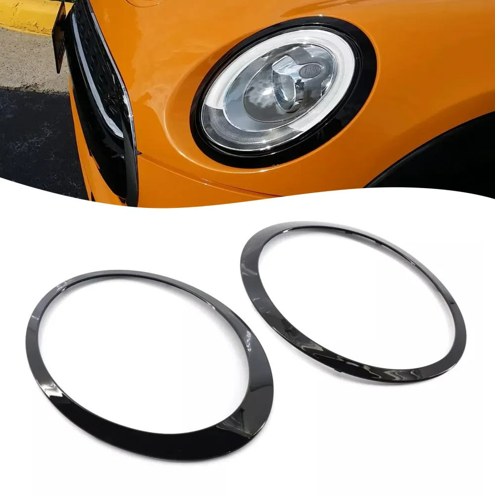 2ST Glanssvart Strålkastare Bezel Trim Ring Mini Cooper F55 F56 F57 2014-2021