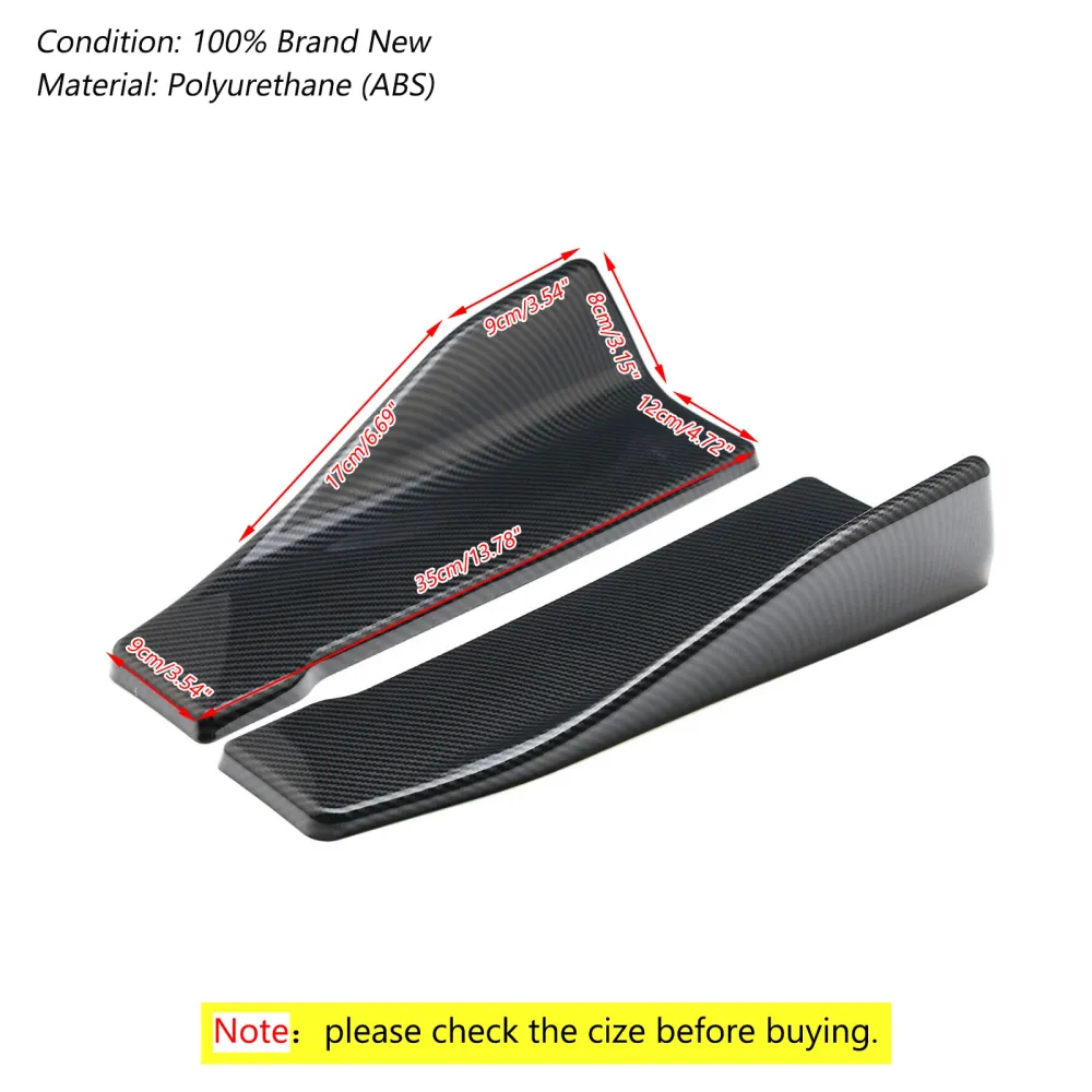 2st 35 cm kjol spoiler bakre läppförlängning rocker delare winglet vingar kol