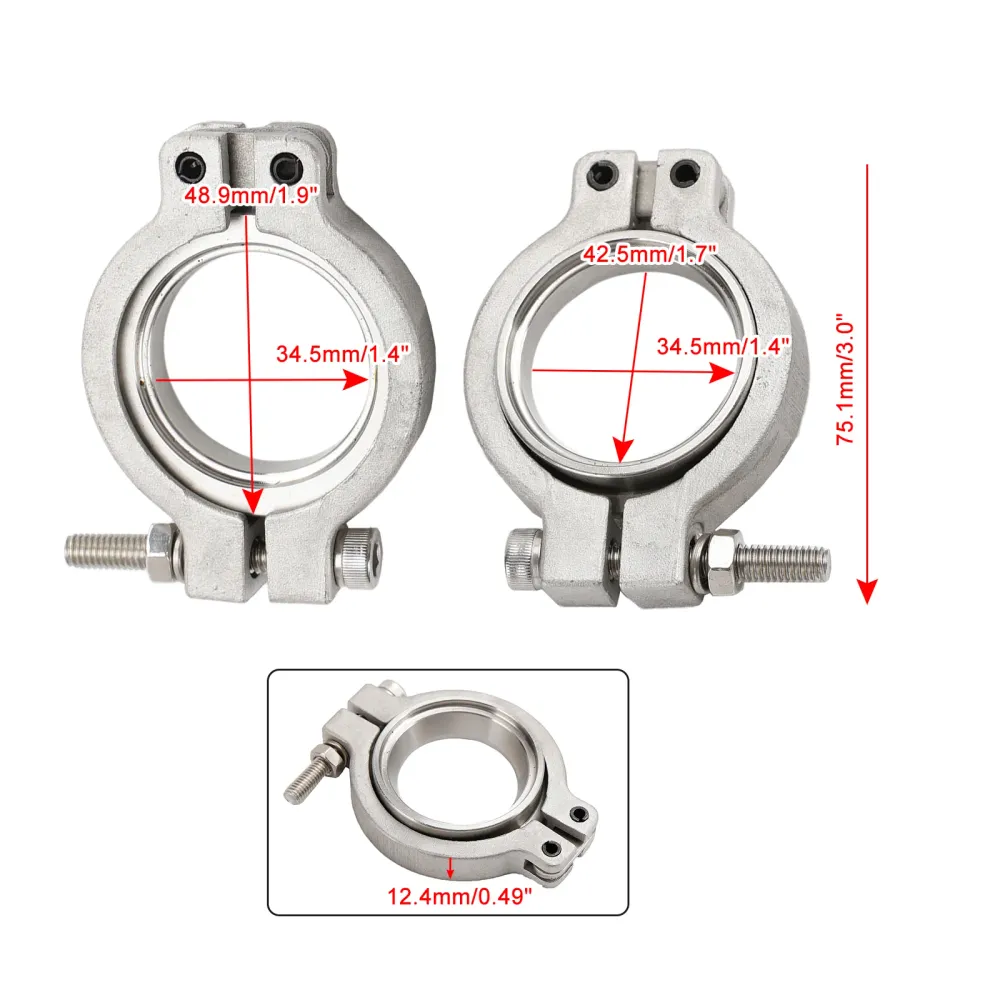 4PC TiAL MV-S 38 mm Wastegate V-Band Clamp Set Kit med skruvar, muttrar och tätningar