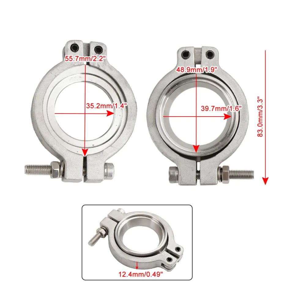 4PC TiAL MV-S 38 mm Wastegate V-Band Clamp Set Kit med skruvar, muttrar och tätningar