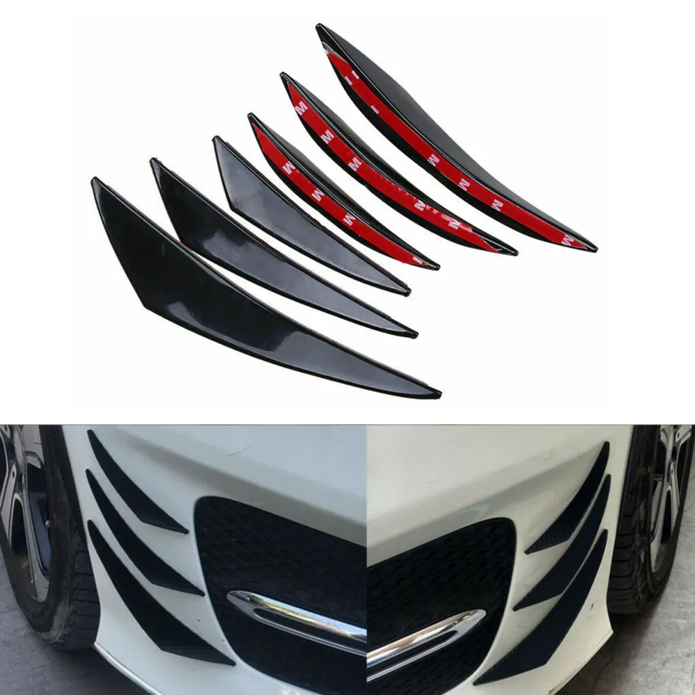 6st Universal Gloss Black Car/Auto Front Bumper Fins Spoiler Canards Refit Generic