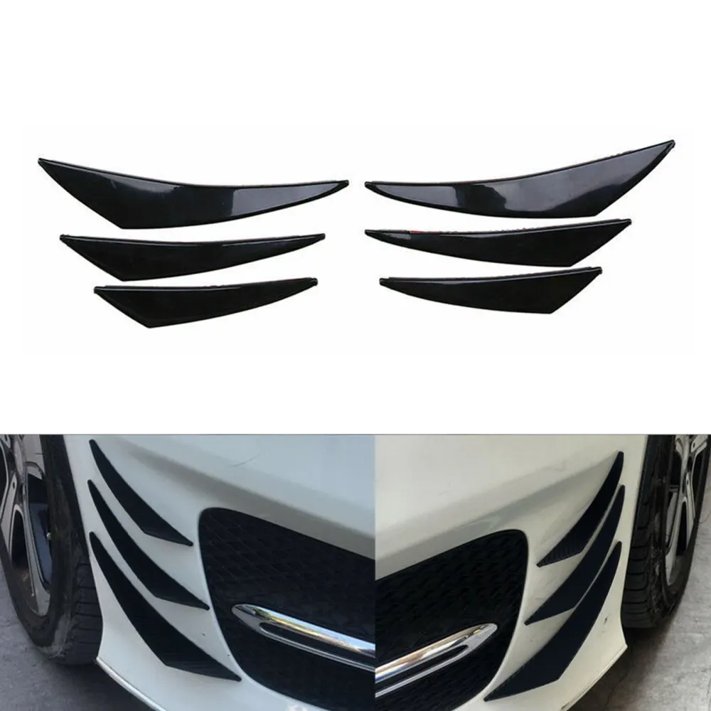 6st Universal Gloss Black Car/Auto Front Bumper Fins Spoiler Canards Refit Generic
