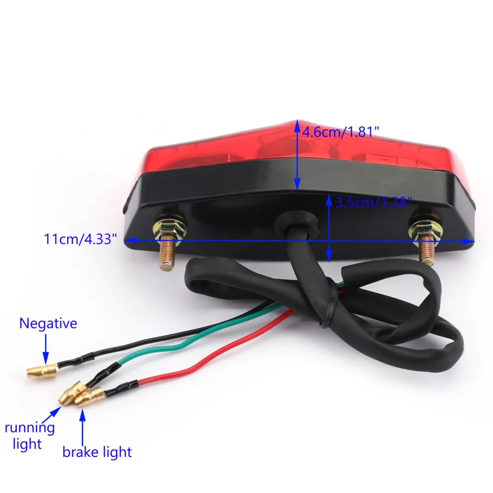 ABS MOTORCYCLE LED RED 12V bromsstopp kör bakre bakljus universal