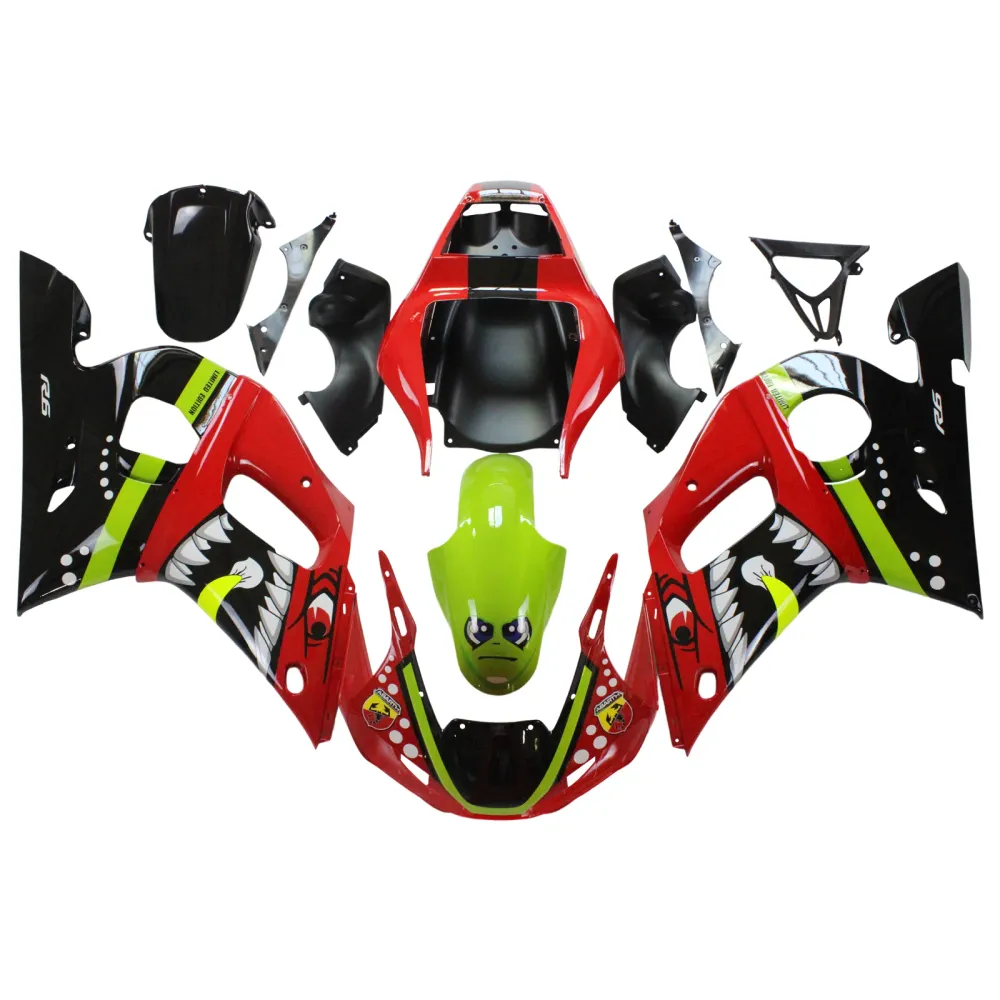 1998-2002 YAMAHA YZF 600 R6 Injektionsmässa Kit Kroppsarbete Plast ABS #131 Amotopart