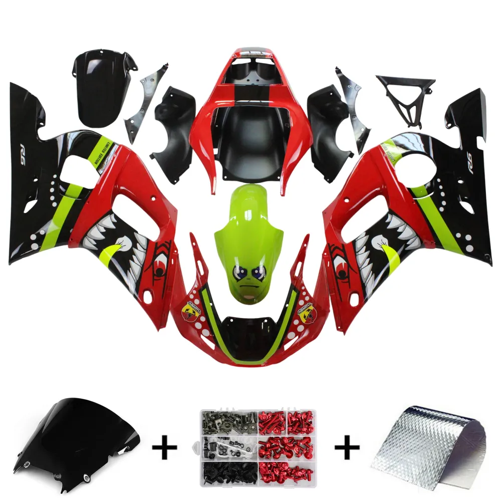 1998-2002 YAMAHA YZF 600 R6 Injektionsmässa Kit Kroppsarbete Plast ABS #131 Amotopart